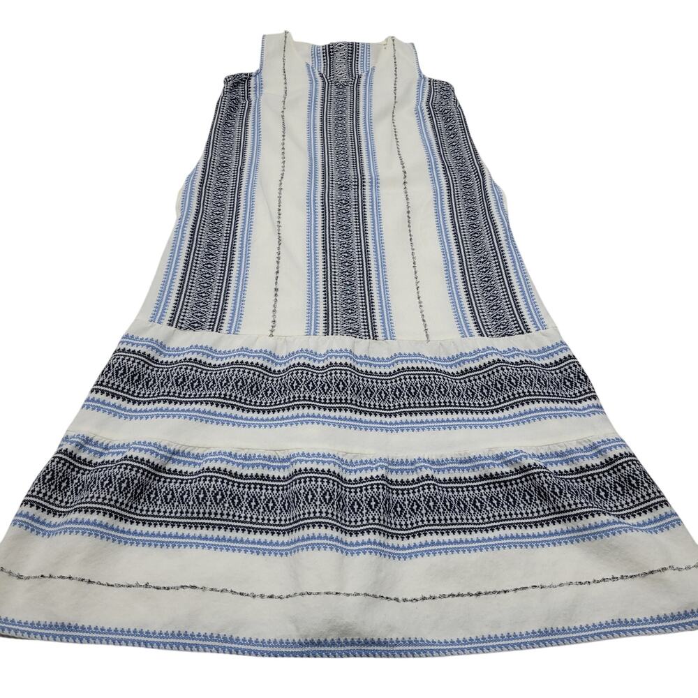 J. Jill tiered midi dress popover southwestern tapestry blue tank embroidered